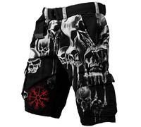 Short de randonnée viking pour homme, short viking imprimé 3D, mythe nordique, décontracté, short de travail, short cargo rétro, pantalon court avec plusieurs poches, pantalon cargo de randonnée, P