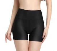 Short de sécurité d'été pour femme en soie glacée sans couture taille haute anti-vide pour un usage quotidien (XL noir)