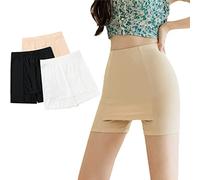 Short de sécurité en soie glacée à double couche à l'entrejambe sur le devant pour femmes et filles, short sans trace en soie glacée, Chair, XL