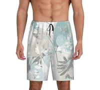 Short de sommeil doux pour homme avec feuilles gris menthe, confortable et respirant, vêtements de nuit d'été