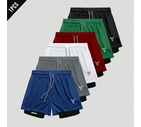 Short de sport à taille coulissante, couche double, imprimé taureau, pour fitness quotidienne L,M,S,XL,XXLBlocs de couleur,UnicoloreÉtoffe