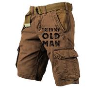 Short de sport cargo pour homme, grande taille, ample, classique, tendance, personnalité, cinq points, décontracté, café, S