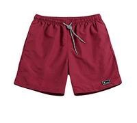 Short de sport court pour homme - Short d'été pour les loisirs - Léger - Séchage rapide - Respirant - Short de sport ample - Short d'été uni, Bordeaux, XL