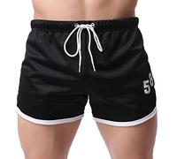 Short de sport court respirant pour homme - Short de fitness pour homme - Short de sport tendance - Short de bain pour homme - Mini short de survêtement pour homme - Short d'été léger, Noir , L