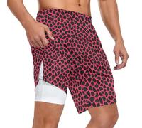 Short de sport décontracté pour homme, coupe décontractée, maille extérieure aérée, rangement sans chute pour vêtements de sport d'été, Motif imprimé léopard un motif répétitif sans couture, Taille M