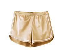 Short de sport élastique brillant pour femme Couleur unie européenne et américaine avec taille haute Short pour les boîtes de nuit Jaune, or, M