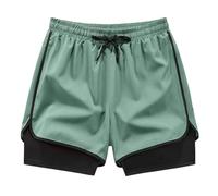 Short de Sport Femme à Double Couche Coupe Fluide avec Intérieur Fixe Léger pour Course et Entraînement (Army Green, XXXXL)