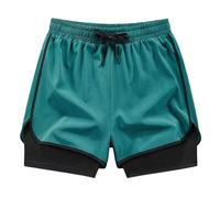 Short de Sport Femme à Double Couche Coupe Fluide avec Intérieur Fixe Léger pour Course et Entraînement (Mint Green-3, XL)