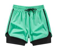Short de Sport Femme à Double Couche Coupe Fluide avec Intérieur Fixe Léger pour Course et Entraînement (Light Green, M)