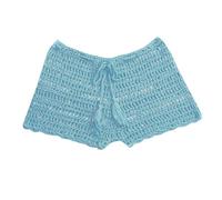 Short De Sport Femme- Pantalon De Bain D'éTé pour Couleur Unie Tissé à La Main avec Bretelles Extensibles Et Coins Plats AjouréS