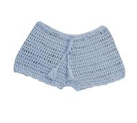 Short De Sport Femme- Pantalon De Bain D'éTé pour Couleur Unie Tissé à La Main avec Bretelles Extensibles Et Coins Plats AjouréS