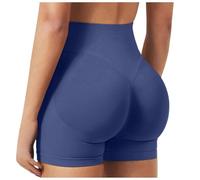 Short de Sport Femmes Push Up Taille Booty Scrunch Butt Legging Court sans Couture Short de Cycliste Yoga Course Collants Shorts Short Pole Dance Femme Short de Cyclisme Legging Gym Opaque (Navy, M)