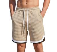 Short de Sport Homme léger Respirant Pantalones Cortos deportivos informales a Cuadros Con Patchwork, transpirables y ligeros Con Cintura elástica, ideales Para el Verano y la Playa.