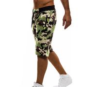 Short De Sport Homme Respirante Bermuda Homme Sport Taille Élastique Taille Moyenne avec Poches Zippée Imprimé Camouflage Pantalons Court De Survêtement Décontractés Mode