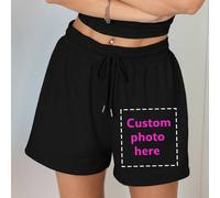 Short de sport personnalisable pour femmes, ajoutez votre texte et vos photos, taille M, citations célèbres, phrases amusantes, paysages, badges, selfies de couple, de famille, photos d'animaux de com