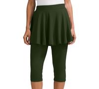 Short de sport pour femme avec jupe et ourlet évasé, longueur 7/8, vert, M