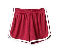 Short de sport pour femme - Short pour femme - Taille élastique - Grandes tailles - Short décontracté d'extérieur - Short en lin - Vêtements pour femme - Leggingsshorts d'été, bordeaux, XL