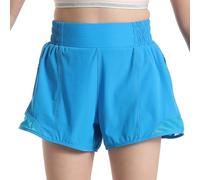 Short de sport pour fille avec coupe ample, adapté pour la course d'été et le fitness, tissu en maille transparente qui laisse passer les sous-vêtements, pantalon de yoga respirant pour 6 à, bleu, 12