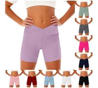 Short de sport pour filles - Taille croisée - Legging de cyclisme pour adolescents - Entraînement de course à pied - Pantalon de yoga - Short de sécurité en polyéthylène - Uniforme scolaire d'été