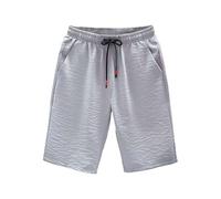 Short de sport pour homme à taille élastique, coupe standard, vêtements de vacances, pantalon respirant de plage, d’été, de fitness, de course à pied, gris, 3XL