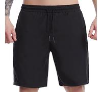 Short de sport pour homme avec poches, short de bain, noir, short de cyclisme d'été, rembourré, court, en lin, longueur 3/4, pantalon d'été, pantalon de jogging, pantalon de survêtement léger, Noir ,
