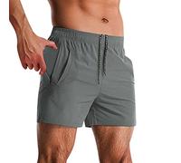 Short de sport pour homme avec poches, short de marche avec taille élastique et cordon de serrage interne, short de course uni, coupe ajustée, léger, séchage rapide, pantalon d'été décontracté pour la