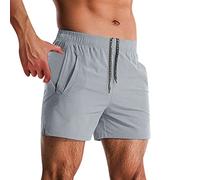Short de sport pour homme avec poches, short de marche avec taille élastique et cordon de serrage interne, short de course uni, coupe ajustée, léger, séchage rapide, pantalon d'été décontracté pour la