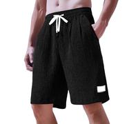 Short de sport pour homme avec poches - Taille élastique - Extensible - Short de travail cargo pour homme - Pantalon décontracté classique, Noir , L