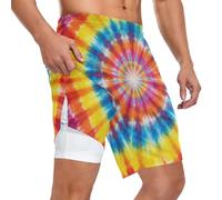 Short de sport pour homme, coupe décontractée, maille extérieure aérée 3 poches pour un usage quotidien pour un usage quotidien décontracté Shibori Batik, Tie-dye Shibori Batik, Taille XL