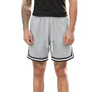 Short de sport pour homme longueur genou court avec cordon de serrage - Short d'été pour la course à pied et l'entraînement - Maille à séchage rapide - Taille élastique - Pour jogging, gym, athlétisme