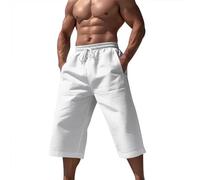 Short de sport pour homme - Noir - Séchage rapide - Short de sport pour homme - Short de bain avec compression - Séchage rapide, Blanc., M