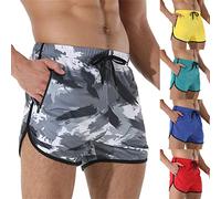 Short de sport pour homme - Short de bain respirant - Short de sport décontracté avec cordon de serrage - Short en maille légère - Short de musculation confortable, Z1-rouge., L