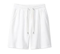Short de Sport pour Homme, Short en Jersey de Coton Doux, Short en Tricot à Enfiler avec Poches, Short de Sport en Tricot (FR/ES, Alpha/Lettres, 5TG, Taille Normale, Taille Normale, Blanc)