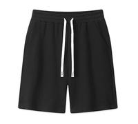 Short de Sport pour Homme, Short en Jersey de Coton Doux, Short en Tricot à Enfiler avec Poches, Short de Sport en Tricot (FR/ES, Alpha/Lettres, 5TG, Taille Normale, Taille Normale, Noir)