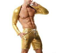 Short de sport pour homme, short mi-long en maille respirante, couleur unie, short athlétique sexy pour l'été (XL jaune)