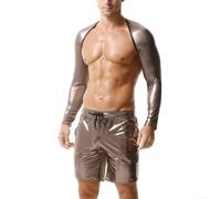 Short de sport pour homme, short mi-long en maille respirante, couleur unie, short athlétique sexy pour l'été (M marron)