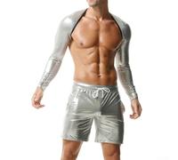 Short de sport pour homme, short mi-long en maille respirante, couleur unie, short athlétique sexy pour l'été (XL, blanc)