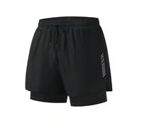 Short de sport pour hommes - Élastique, non transparent, design mode 2-en-1, convient pour la salle de gym et la course, lavable en machine Noir Été L,M,S,XL,XXLTissu tricoté
