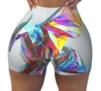 Short de sport tendance pour femme avec motif origami dragon - Legging doux et extensible, adapté pour le yoga, le pilates et le style urbain, Noir , S