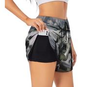 Short de sport US Army Plane pour femme - Pour l'été - Loisirs quotidiens - Jogging - Cyclisme, Noir , XL Grande longueur