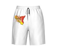 Short De Surf Signification du Drapeau De La Sicile Protection Solaire Maillot Surf avec Poches Homme Shorts De Plage pour Vacance Natation Sport M