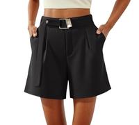 Short De Travail Femme Taille Haute- Short Ete Droit Palazzo Coupe Trapèze Ample Décontracté Chic Et Élégants Couleur Unie Confortable avec Poches Passe-Partout Style Business Tempérament Pants