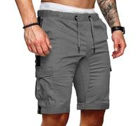Short De Travail Homme été Bermuda Cargo Homme Coton avec Multi-Poche Shorts Et Bermudas Travail Chantier Taille Elastique Court Pantalon Outdoor Randonnée Shorts Cargo Léger Pantacourt