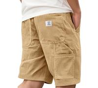 Short De Travail Homme Velours côtelé Vintage Shorts Homme Été Multi-Poches Ceinture Couleur Pure Bermuda Militaire Respirante Casual Mode Slim Fit Léger Et Mince Confortable Pantaloncourt