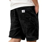 Short De Travail Homme Velours côtelé Vintage Shorts Homme Été Multi-Poches Ceinture Couleur Pure Bermuda Militaire Respirante Casual Mode Slim Fit Léger Et Mince Confortable Pantaloncourt