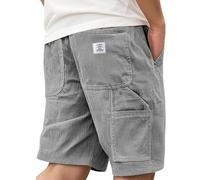 Short De Travail Homme Velours côtelé Vintage Shorts Homme Été Multi-Poches Ceinture Couleur Pure Bermuda Militaire Respirante Casual Mode Slim Fit Léger Et Mince Confortable Pantaloncourt