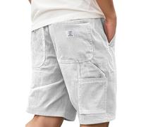 Short De Travail Homme Velours côtelé Vintage Shorts Homme Été Multi-Poches Ceinture Couleur Pure Bermuda Militaire Respirante Casual Mode Slim Fit Léger Et Mince Confortable Pantaloncourt