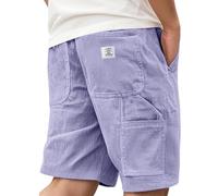 Short De Travail Homme Velours côtelé Vintage Shorts Homme Été Multi-Poches Ceinture Couleur Pure Bermuda Militaire Respirante Casual Mode Slim Fit Léger Et Mince Confortable Pantaloncourt