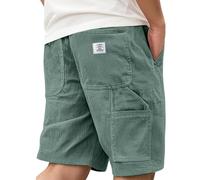 Short De Travail Homme Velours côtelé Vintage Shorts Homme Été Multi-Poches Ceinture Couleur Pure Bermuda Militaire Respirante Casual Mode Slim Fit Léger Et Mince Confortable Pantaloncourt
