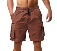 Short de travail pour homme avec poches zippées, taille élastique, pantalon cargo léger à séchage rapide, pantalon ample respirant avec cordon de serrage réglable, pantalon d'été pour un usage